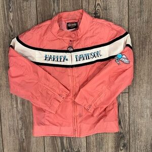 Harley-Davidson Girls Pink Nylon Jacket – Size 6X – Retro Wing Patch